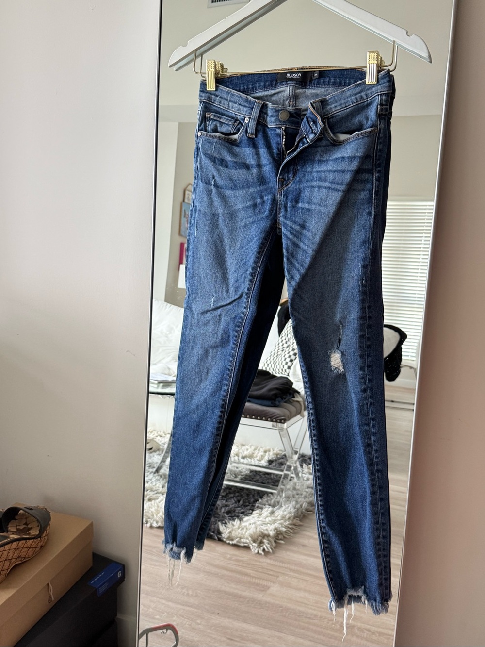 Hudson Jeans Blue Distressed Skinny Jeans